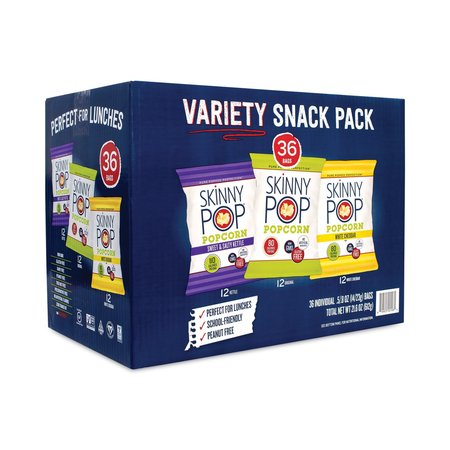 SKINNYPOP Popcorn Variety Snack Pack, 05 oz Bag, PK36, 36PK 2106